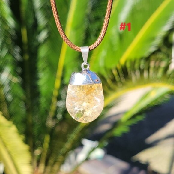 Citrine Crystal Gemstone Tumbled Pendants - Picture 4 of 8